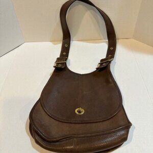 Vintage Coach Crescent Saddle Bag with Brass Hardware
